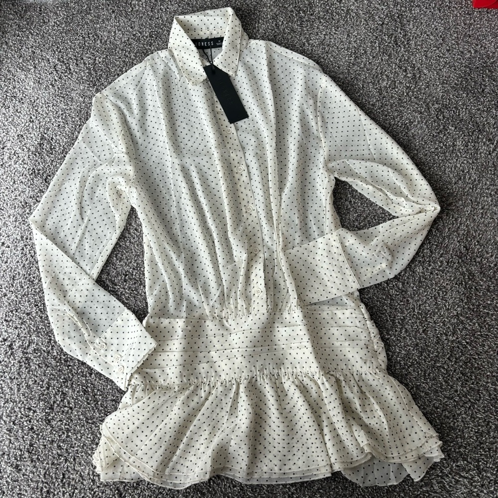 Lioness Polka Dot Ruffle Mini Dress